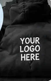 Black jacket embroidered with 'Your logo here'