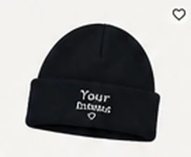 Black beanie embroidered with 'Your name'